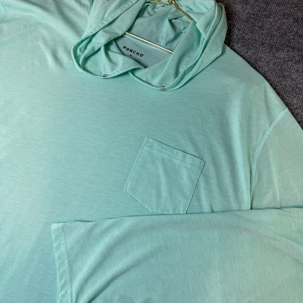 Poncho Outdoors Mens 3XL Mint Green Sun Hoodie Recycled Blend Long Sleeve Snaps